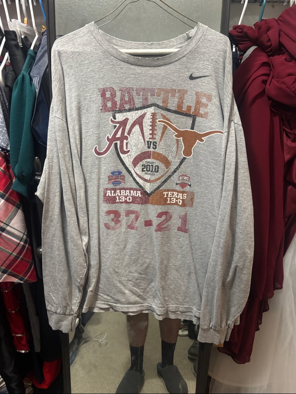 Nike Grey 2010 Alabama vs Texas 'Battle' Long Sleeve Tee